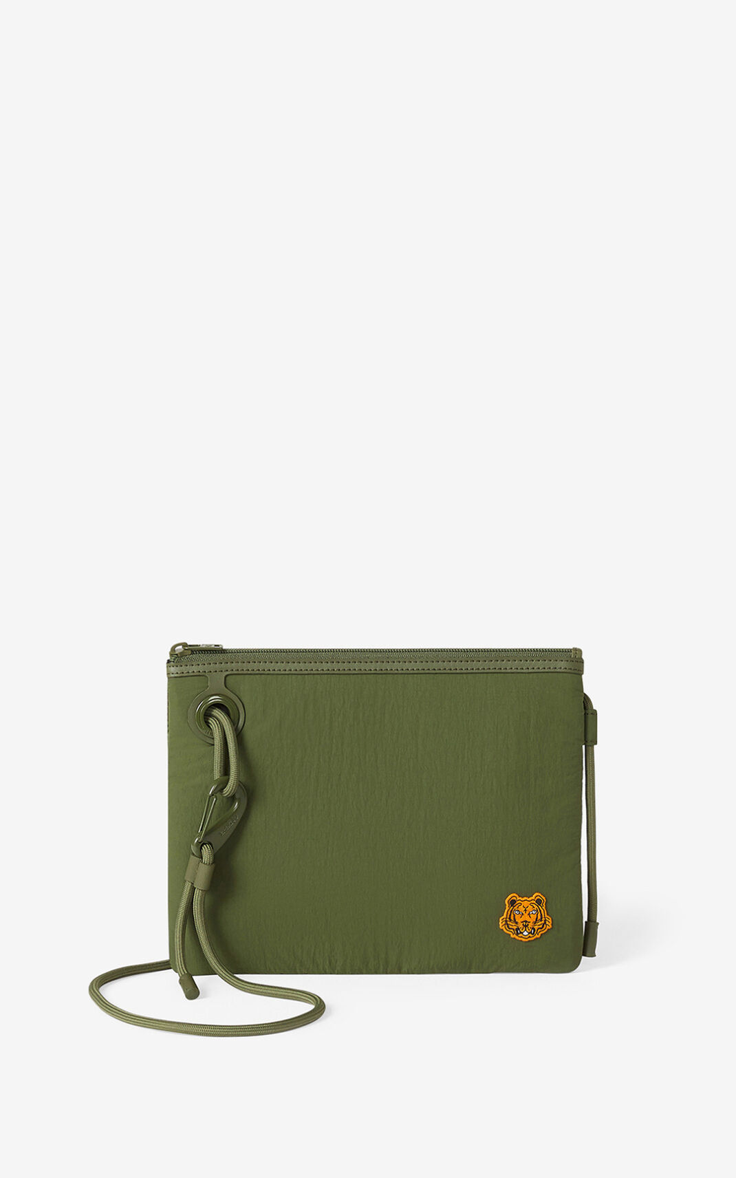 Pochette Kenzo Tiger Crest with strap Homme Vert Olive | PEUX-82913